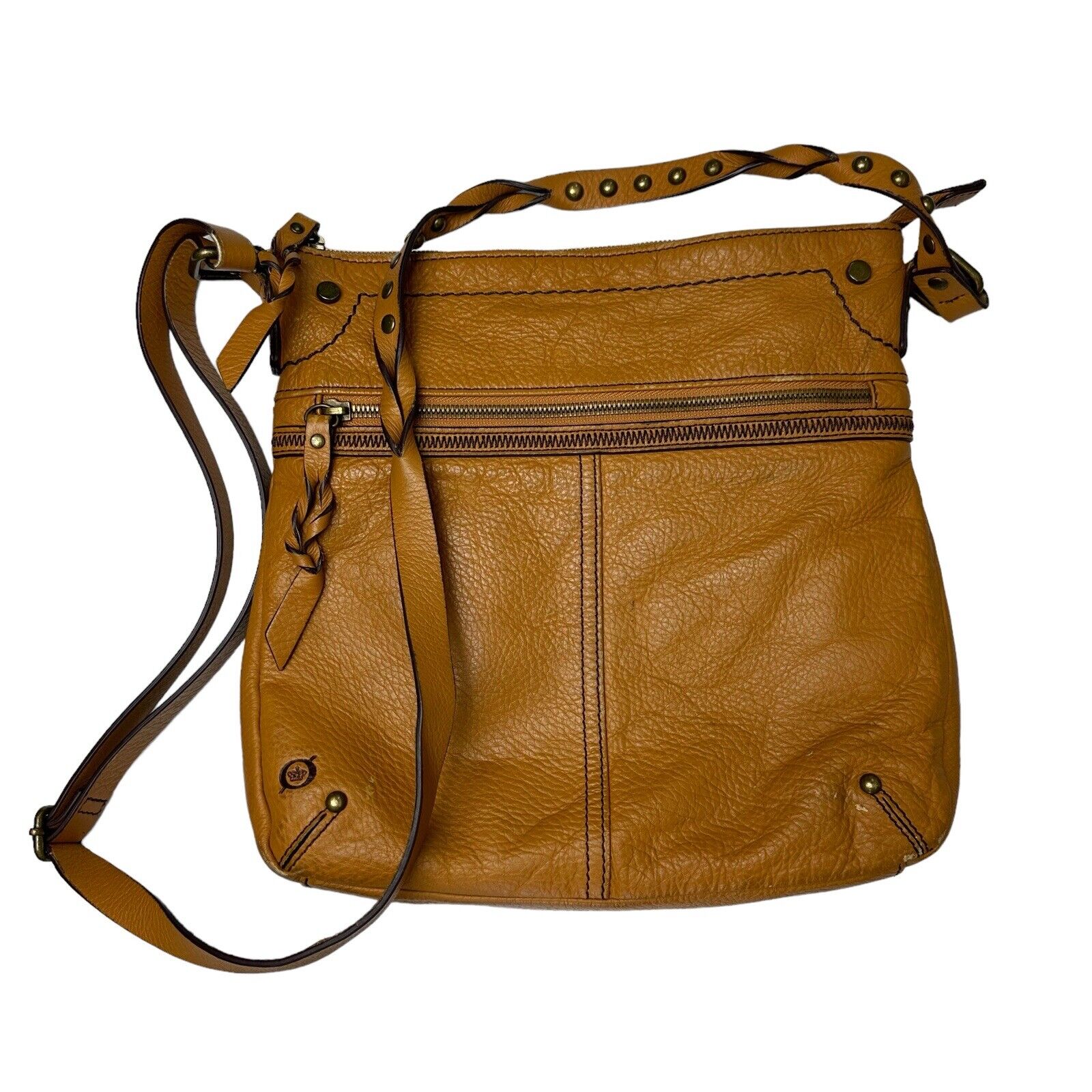 Born “Izabel” Bucket Crossbody Handbag Purse In Saddle Leather